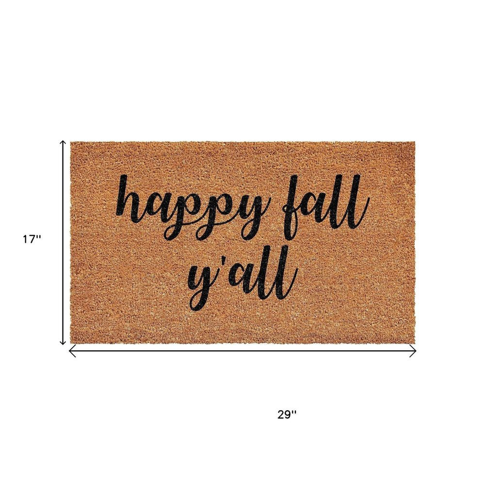 17" X 29" Brown And Natural Fall Happy Fall Y'all Outdoor Coir Door Mat — view 2