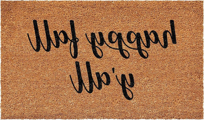 17" X 29" Brown And Natural Fall Happy Fall Y'all Outdoor Coir Door Mat HomeRoots