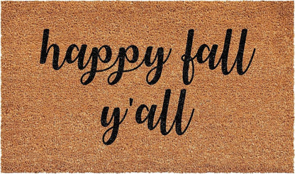 17" X 29" Brown And Natural Fall Happy Fall Y'all Outdoor Coir Door Mat HomeRoots