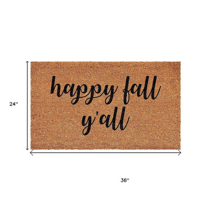 17" X 29" Brown And Natural Fall Happy Fall Y'all Outdoor Coir Door Mat