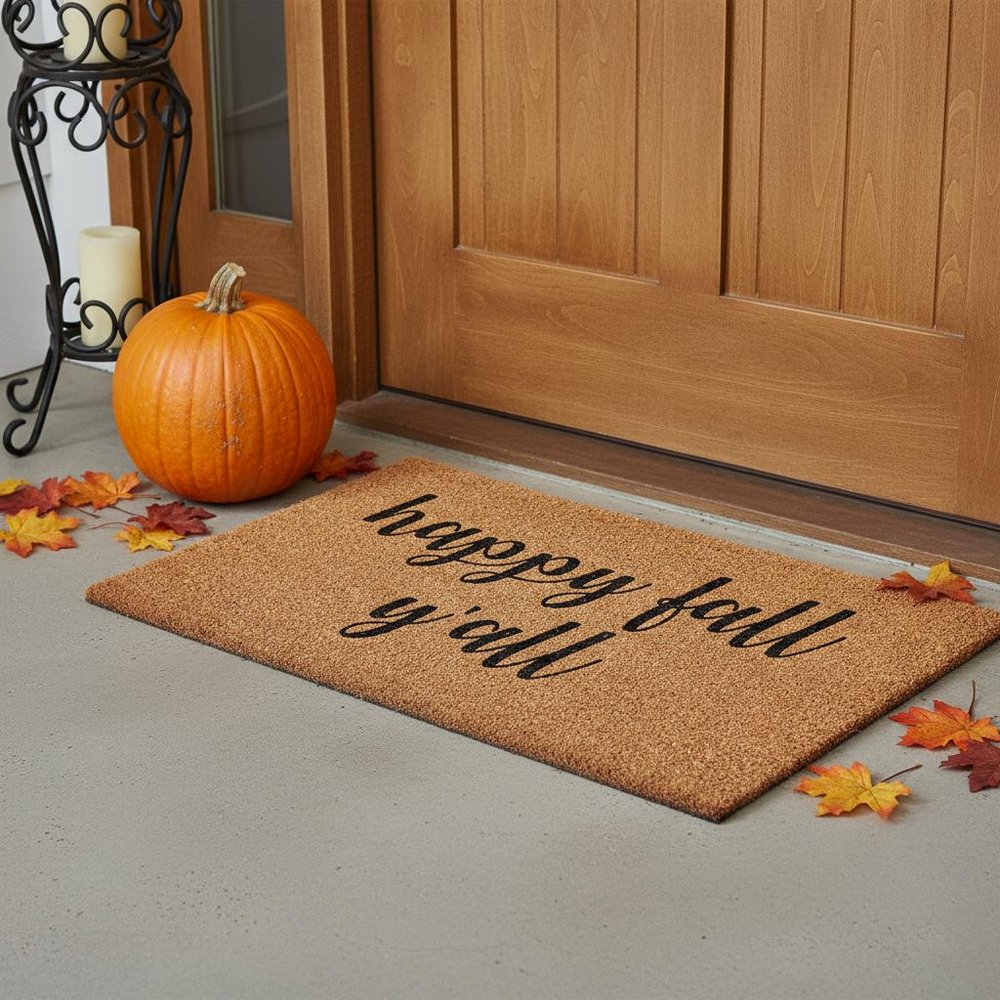 17" X 29" Brown And Natural Fall Happy Fall Y'all Outdoor Coir Door Mat — view 7