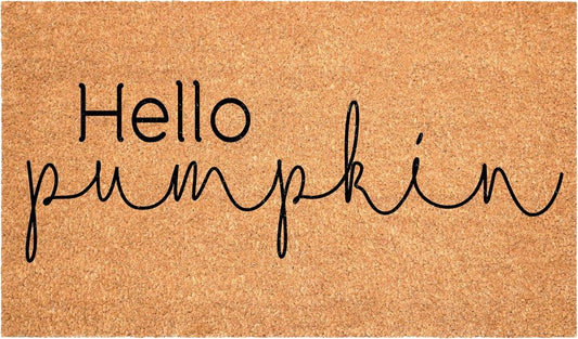 24" X 36" Brown And Natural Fall Hello Pumpkin Outdoor Coir Door Mat