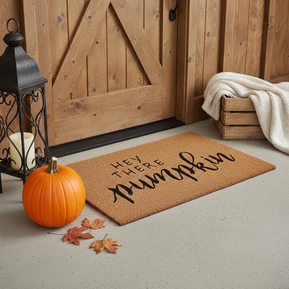 17" X 29" Brown And Natural Fall Hey There Outdoor Coir Door Mat — view 5