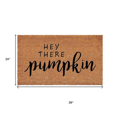 17" X 29" Brown And Natural Fall Hey There Outdoor Coir Door Mat