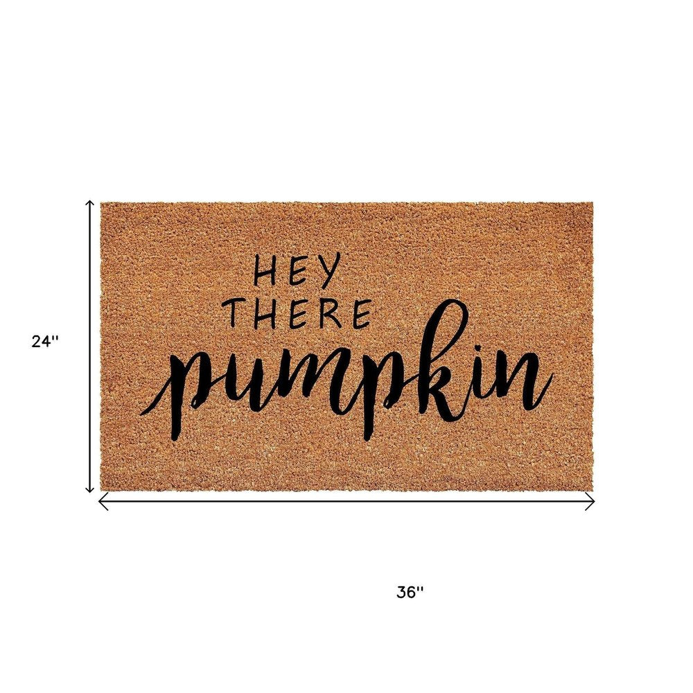 17" X 29" Brown And Natural Fall Hey There Outdoor Coir Door Mat HomeRoots