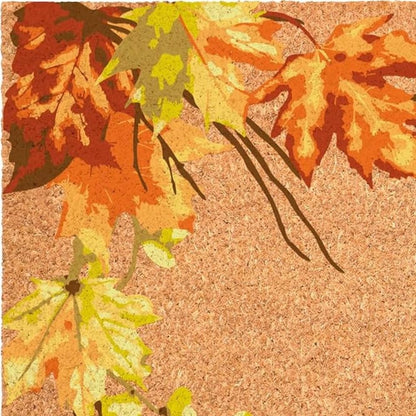 24" X 36" Brown And Natural Fall Leaves Outdoor Coir Door Mat HomeRoots