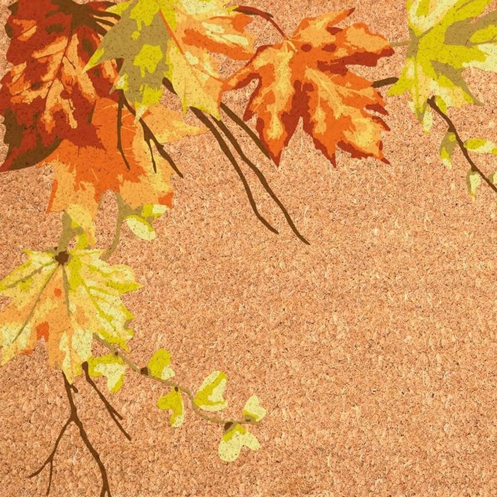 24" X 36" Brown And Natural Fall Leaves Outdoor Coir Door Mat — view 3