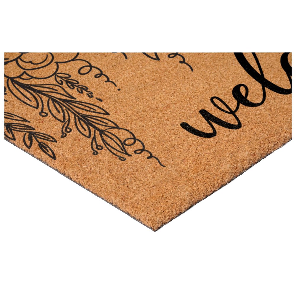 17" X 29" Brown And Natural Floral Welcome Outdoor Coir Door Mat — view 10