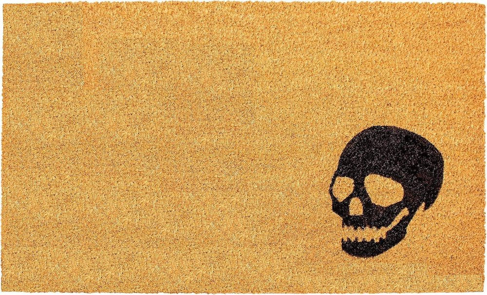 17" X 29" Brown And Natural Halloween Skull Outdoor Coir Door Mat HomeRoots