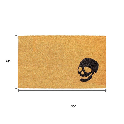 17" X 29" Brown And Natural Halloween Skull Outdoor Coir Door Mat HomeRoots