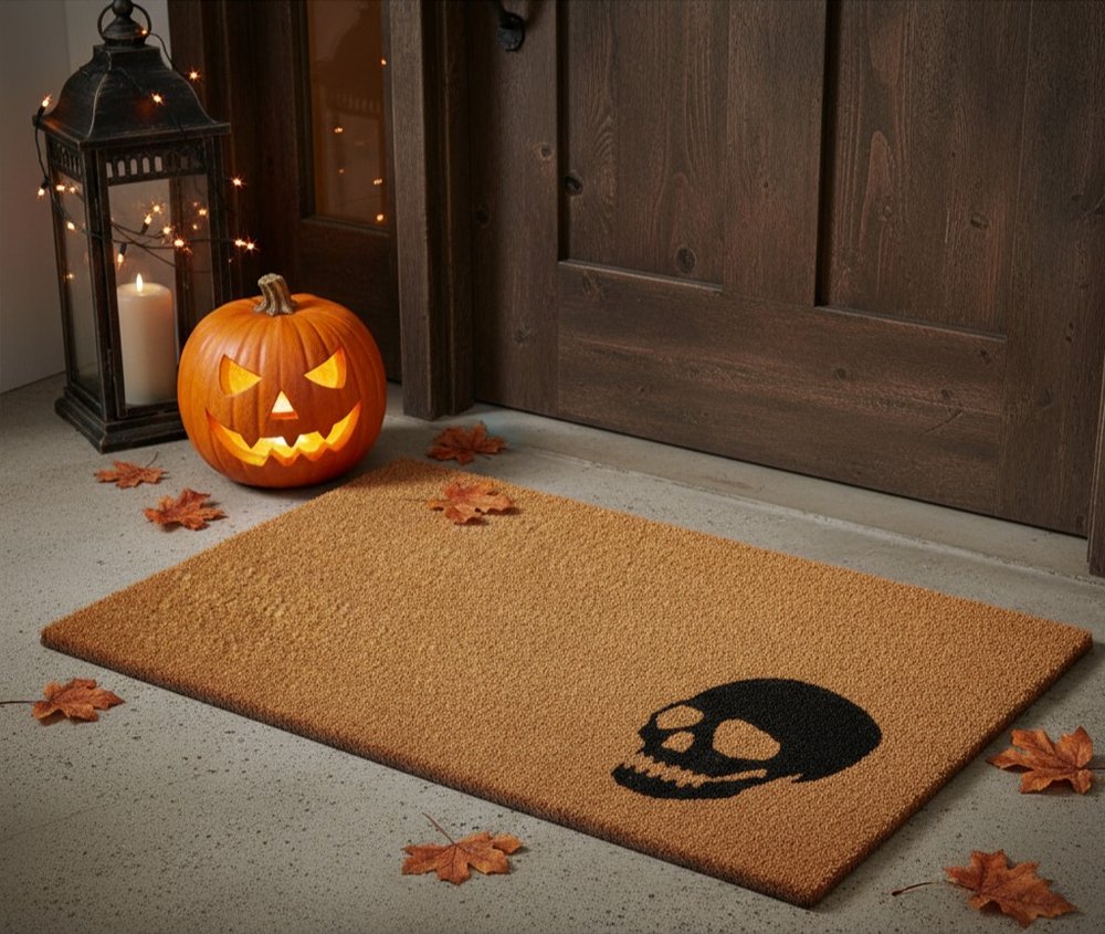 17" X 29" Brown And Natural Halloween Skull Outdoor Coir Door Mat — view 10