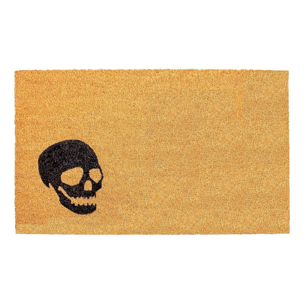 17" X 29" Brown And Natural Halloween Skull Outdoor Coir Door Mat HomeRoots