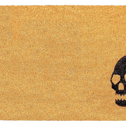 17" X 29" Brown And Natural Halloween Skull Outdoor Coir Door Mat HomeRoots