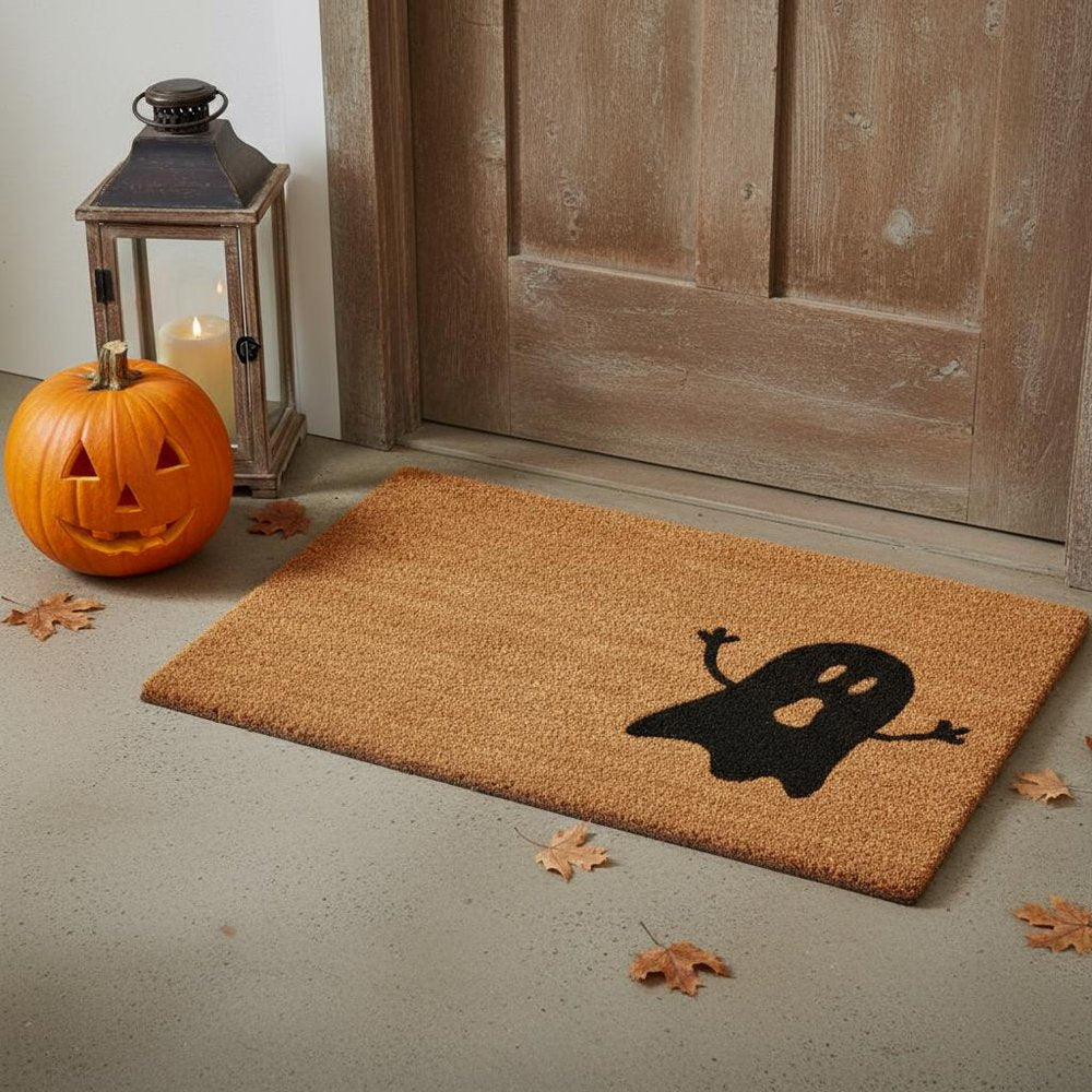 17" X 29" Natural And Black Halloween Ghost Outdoor Coir Door Mat — view 5