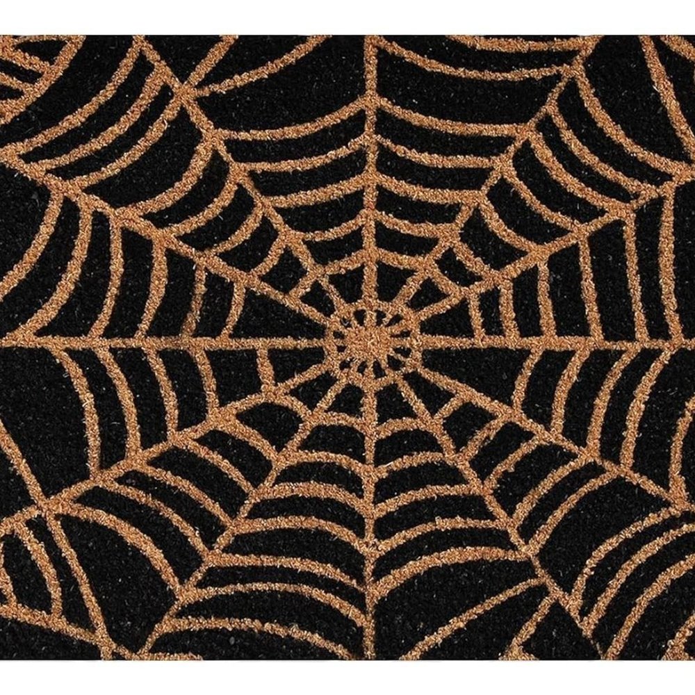 17" X 29" Black And Natural Halloween Spider Web Outdoor Coir Door Mat — view 6