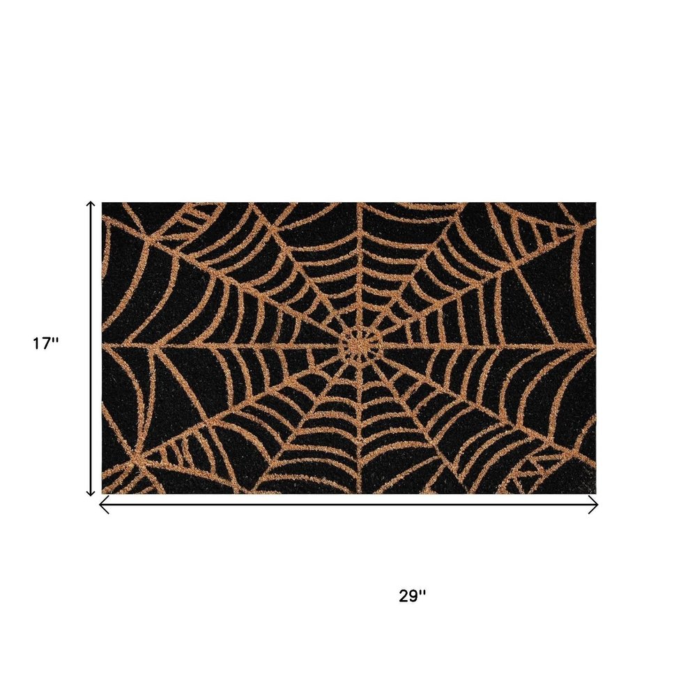 17" X 29" Black And Natural Halloween Spider Web Outdoor Coir Door Mat — view 4