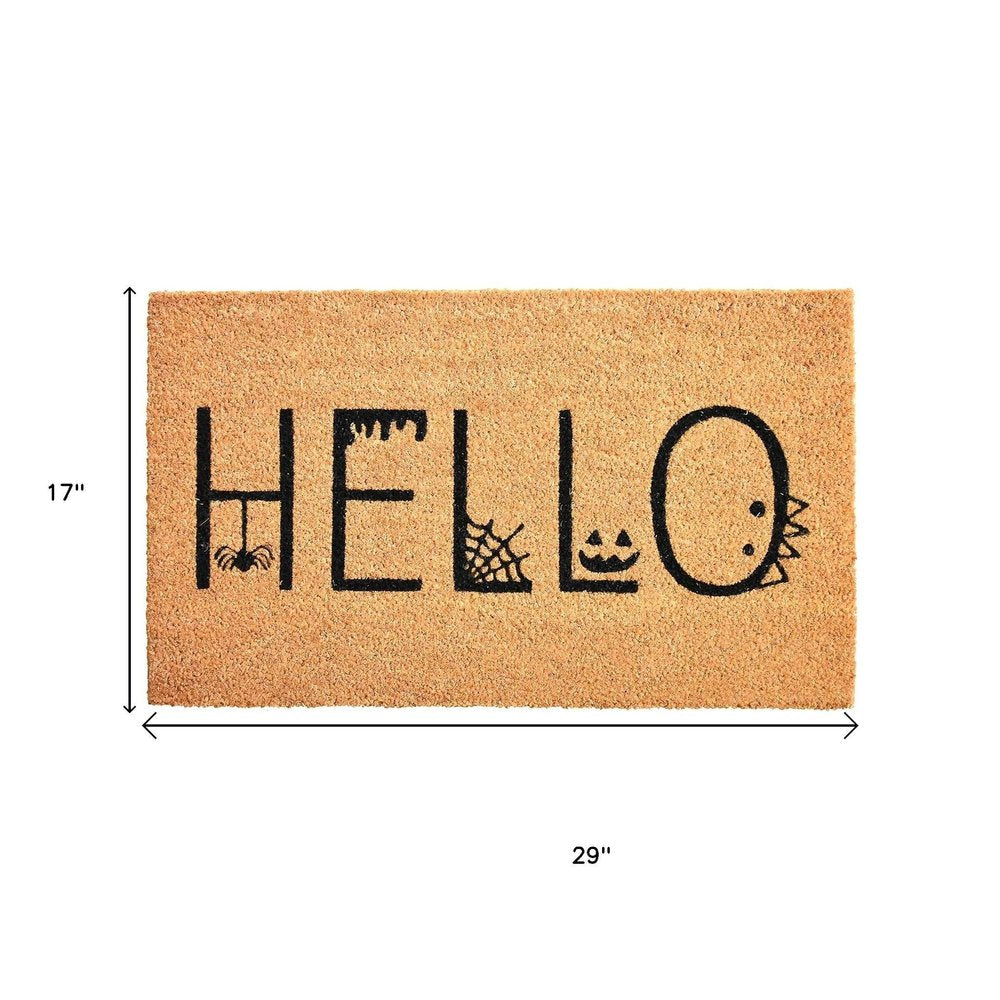 24" X 36" Black And Natural Halloween Outdoor Coir Door Mat HomeRoots