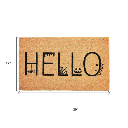 24" X 36" Black And Natural Halloween Outdoor Coir Door Mat HomeRoots