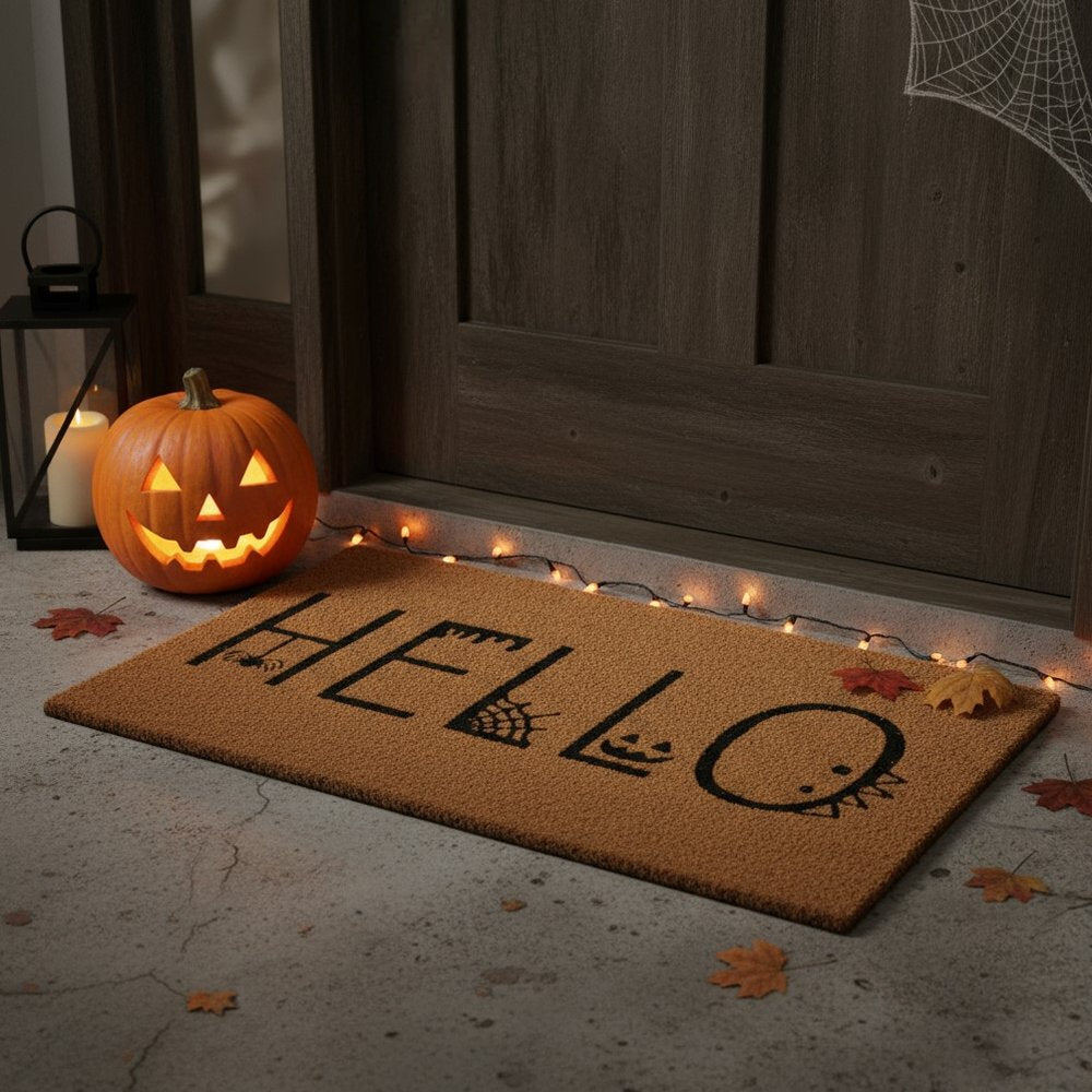 24" X 36" Black And Natural Halloween Outdoor Coir Door Mat — view 10