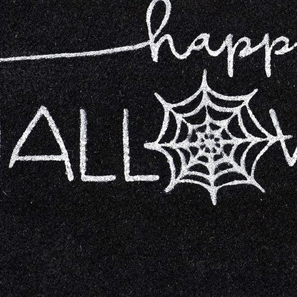 17" X 29" Black And White Happy Halloween Outdoor Coir Door Mat