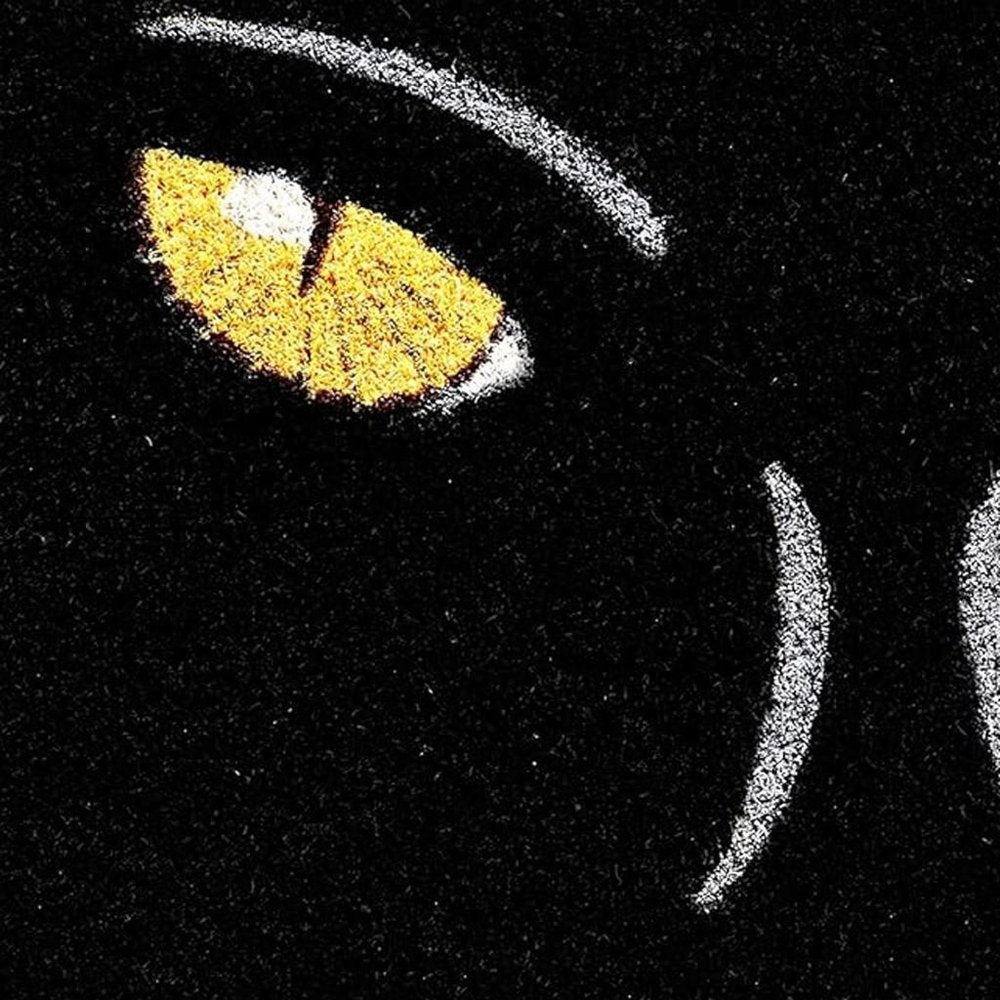 17" X 29" Black And White Halloween Black Cat Outdoor Coir Door Mat