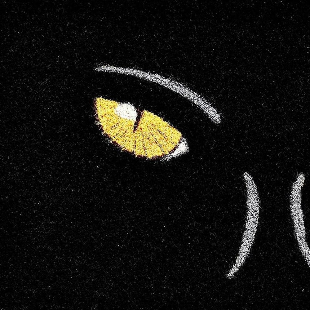17" X 29" Black And White Halloween Black Cat Outdoor Coir Door Mat