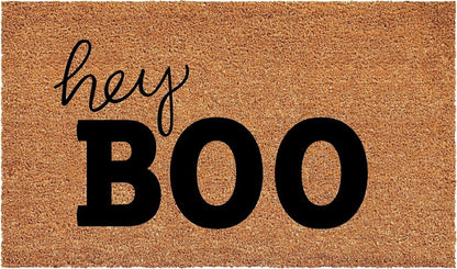 17" X 29" Black And Natural Halloween Hey There Outdoor Coir Door Mat