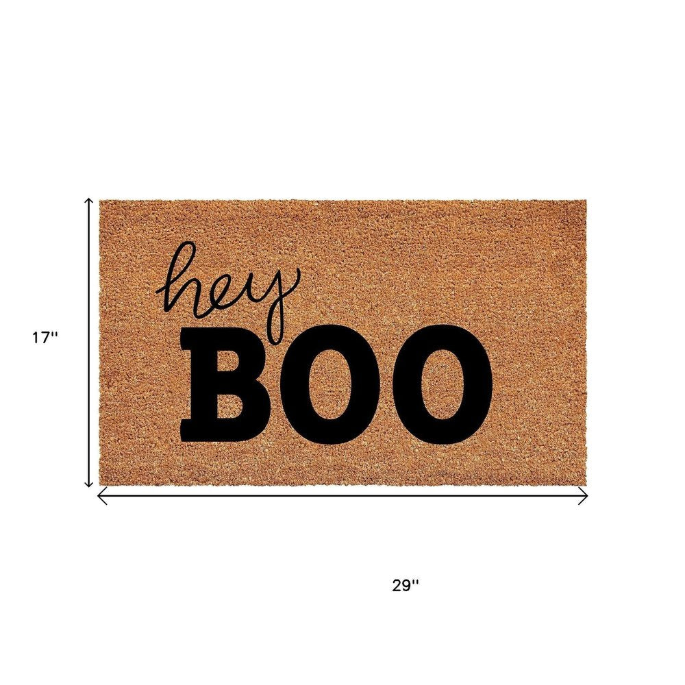 17" X 29" Black And Natural Halloween Hey There Outdoor Coir Door Mat