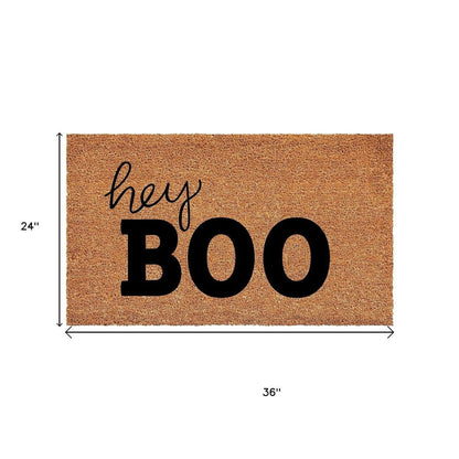 17" X 29" Black And Natural Halloween Hey There Outdoor Coir Door Mat