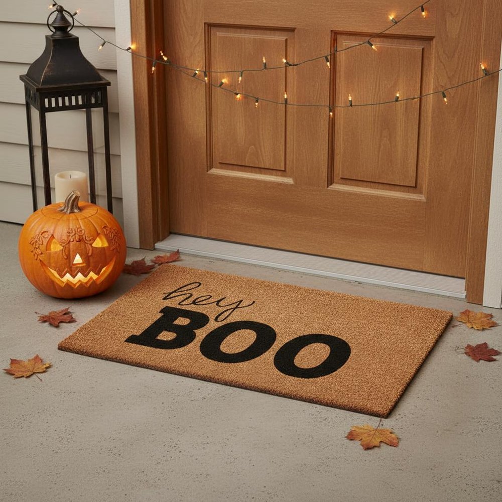17" X 29" Black And Natural Halloween Hey There Outdoor Coir Door Mat — view 10