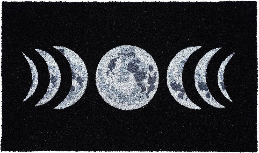 17" X 29" Black And White Phases Of The Moon Outdoor Coir Door Mat — view 1