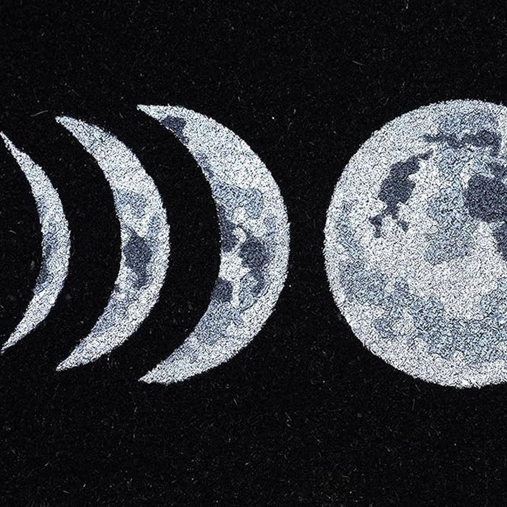 17" X 29" Black And White Phases Of The Moon Outdoor Coir Door Mat — view 2