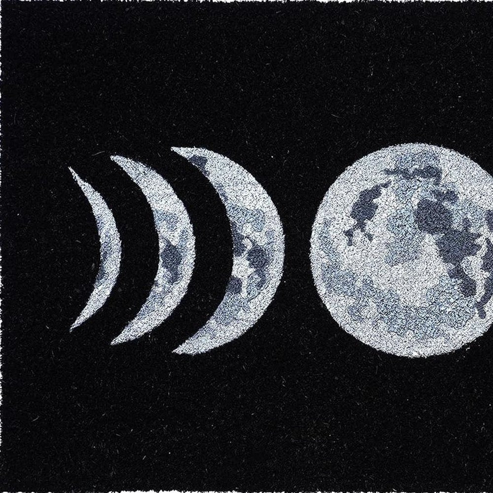 17" X 29" Black And White Phases Of The Moon Outdoor Coir Door Mat — view 3