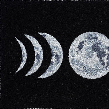 17" X 29" Black And White Phases Of The Moon Outdoor Coir Door Mat