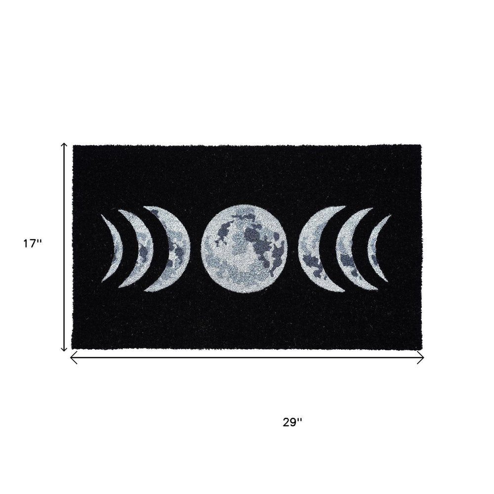 17" X 29" Black And White Phases Of The Moon Outdoor Coir Door Mat — view 4