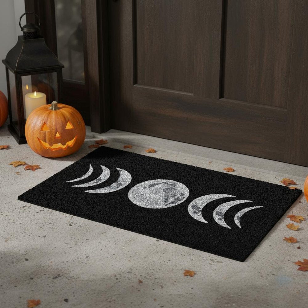 17" X 29" Black And White Phases Of The Moon Outdoor Coir Door Mat — view 5