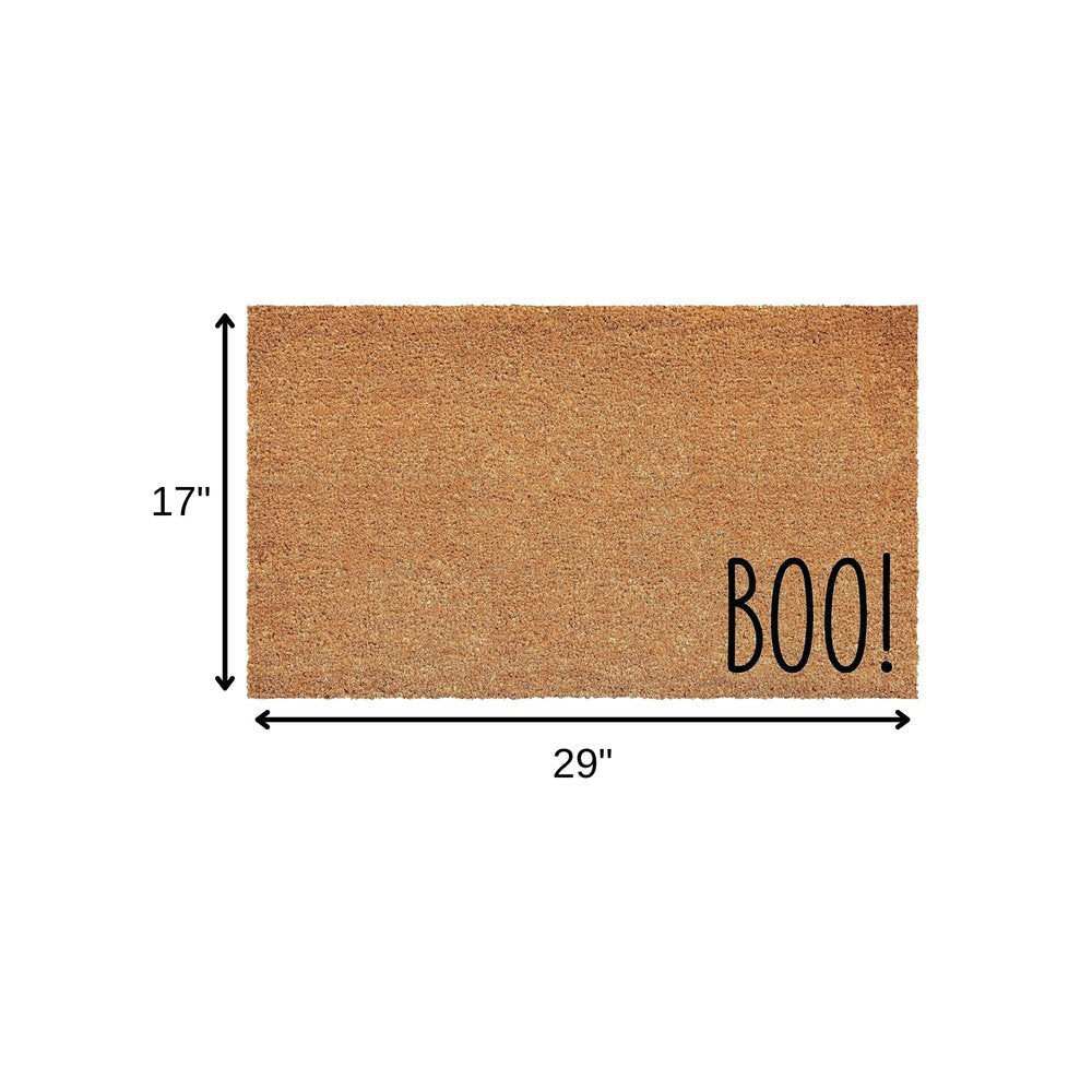 17" X 29" Brown And Natural Halloween Boo Outdoor Coir Door Mat — view 4