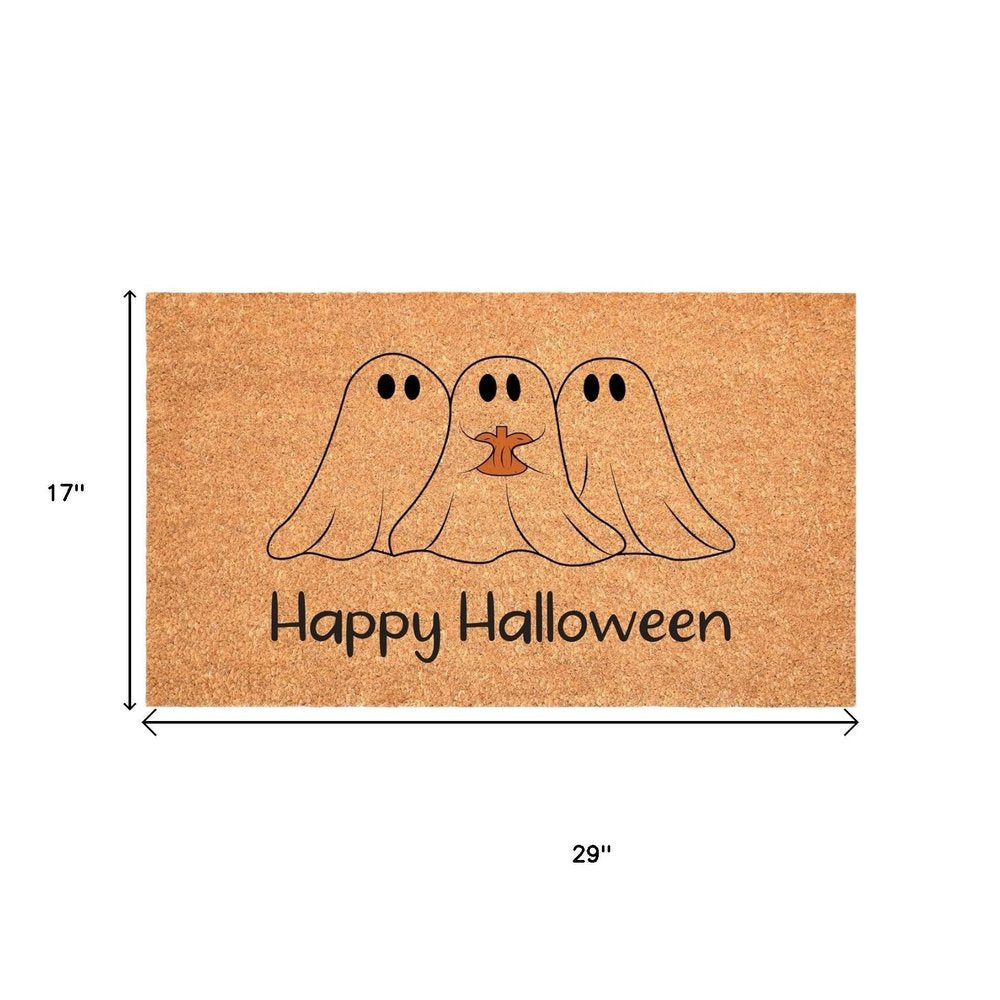 17" X 29" Black And Natural Happy Halloween Outdoor Coir Door Mat — view 6
