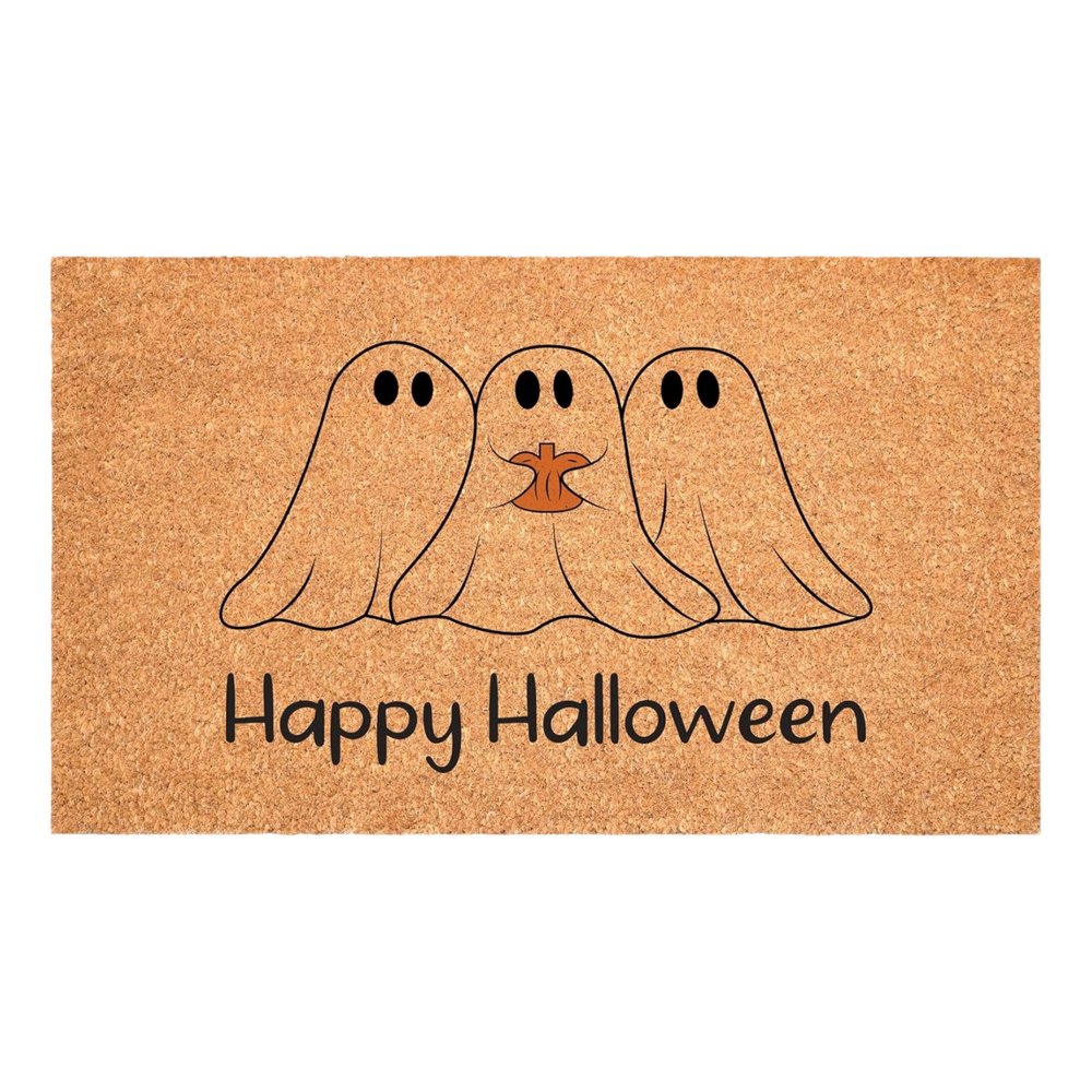 17" X 29" Black And Natural Happy Halloween Outdoor Coir Door Mat — view 7