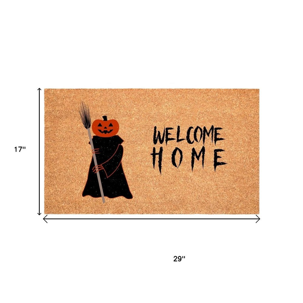 24" X 36" Natural And Brown Halloween Halloween Welcome Outdoor Coir Door Mat HomeRoots
