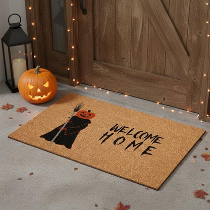 24" X 36" Natural And Brown Halloween Halloween Welcome Outdoor Coir Door Mat HomeRoots