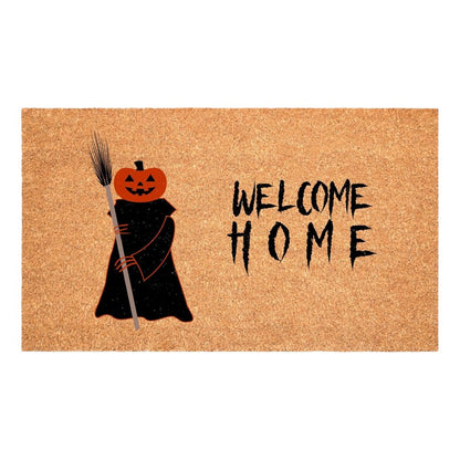 24" X 36" Natural And Brown Halloween Halloween Welcome Outdoor Coir Door Mat HomeRoots
