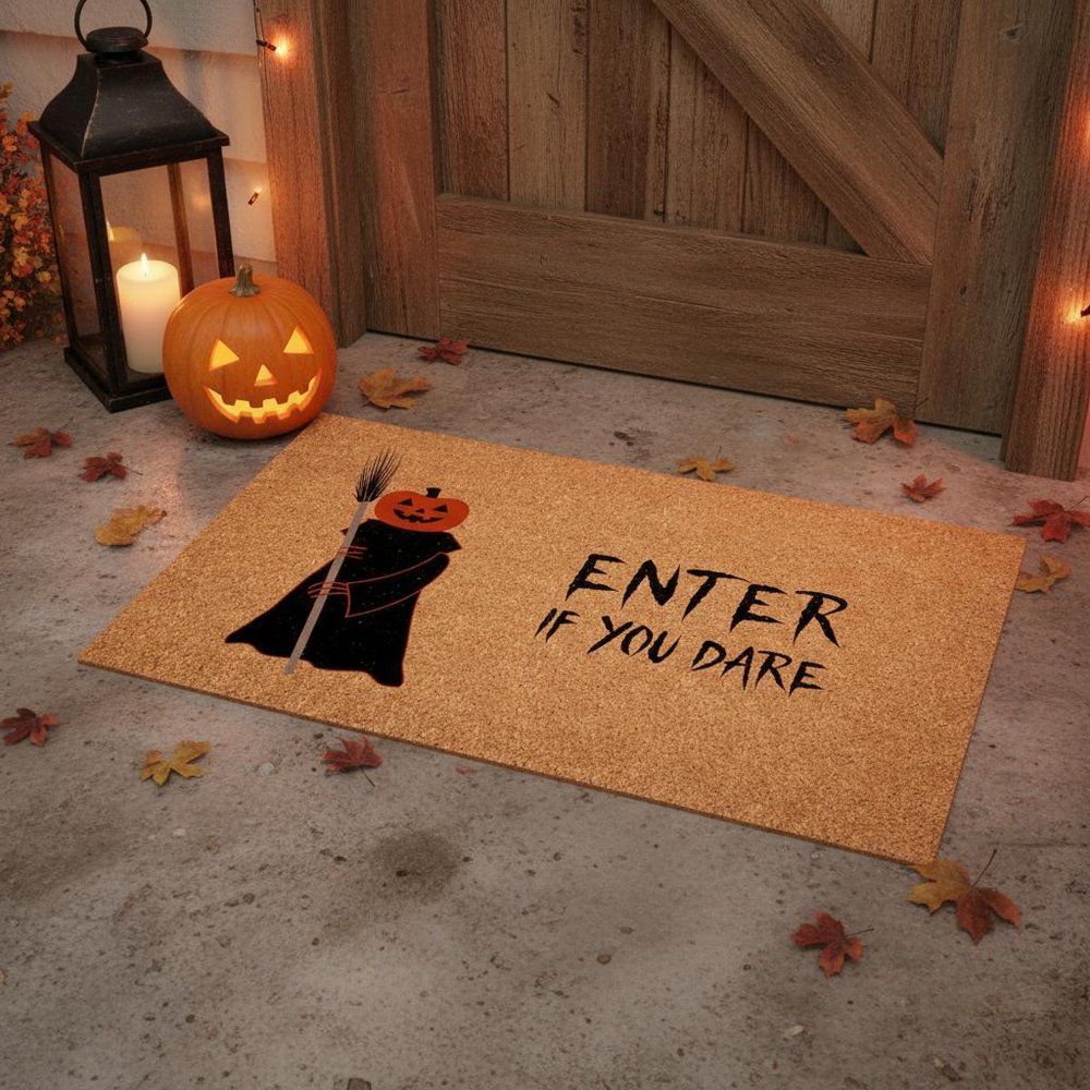 17" X 29" Natural And Brown Halloween Halloween Outdoor Coir Door Mat HomeRoots