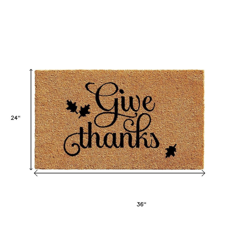 24" X 36" Natural And Brown Thanksgiving Give Thanks Outdoor Coir Door Mat — view 17