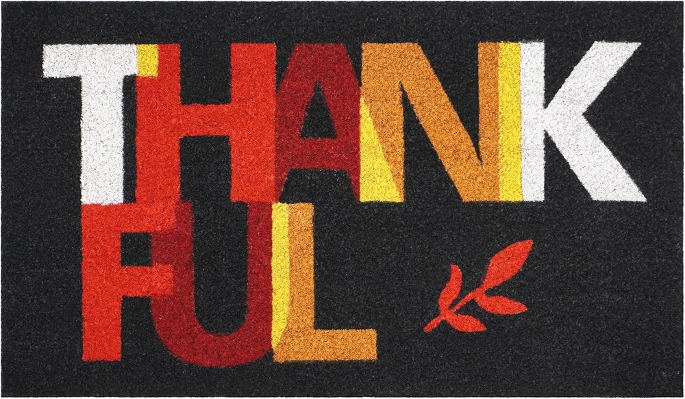 17" X 29" Natural And Brown Thanksgiving Outdoor Coir Door Mat — view 1