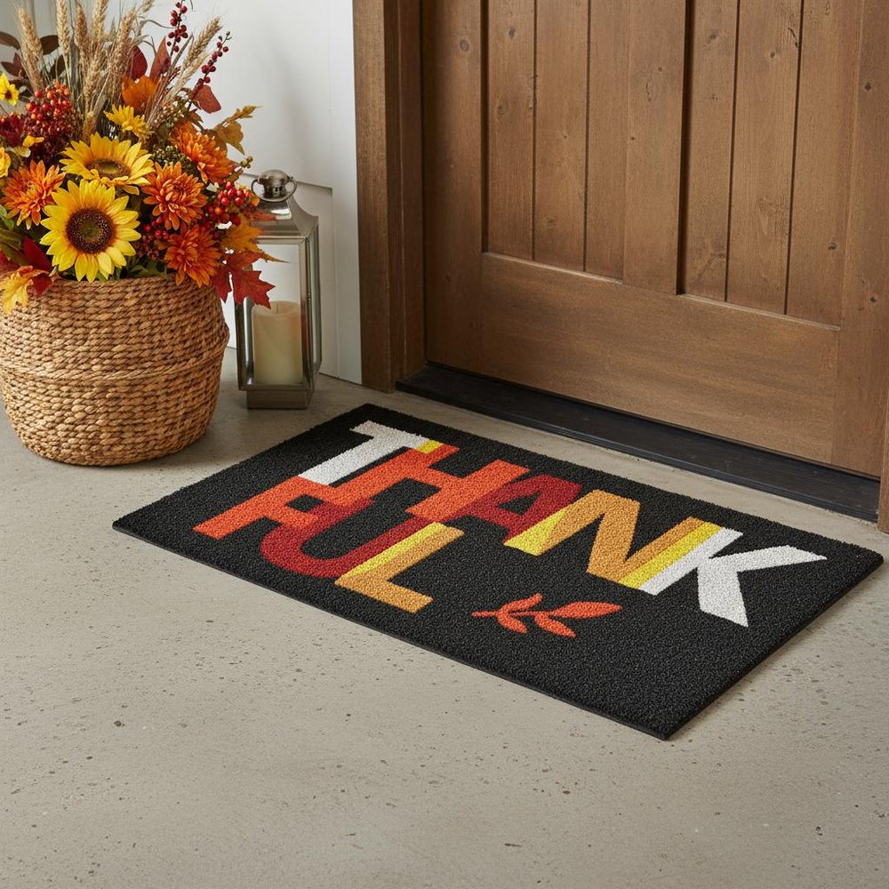 17" X 29" Natural And Brown Thanksgiving Outdoor Coir Door Mat — view 5