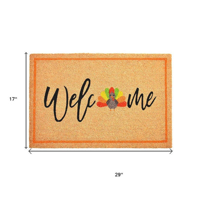 17" X 29" Natural And Brown Thanksgiving Welcome Outdoor Coir Door Mat HomeRoots