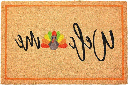 17" X 29" Natural And Brown Thanksgiving Welcome Outdoor Coir Door Mat HomeRoots
