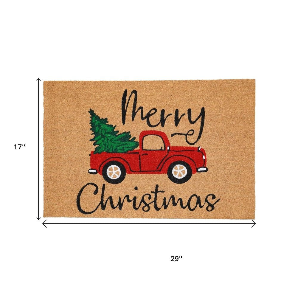24" X 36" Brown Red And Green Christmas Merry Christmas Outdoor Coir Door Mat — view 10