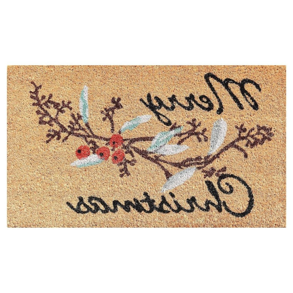 17" X 29" Natural And Brown Merry Christmas Outdoor Coir Door Mat — view 4
